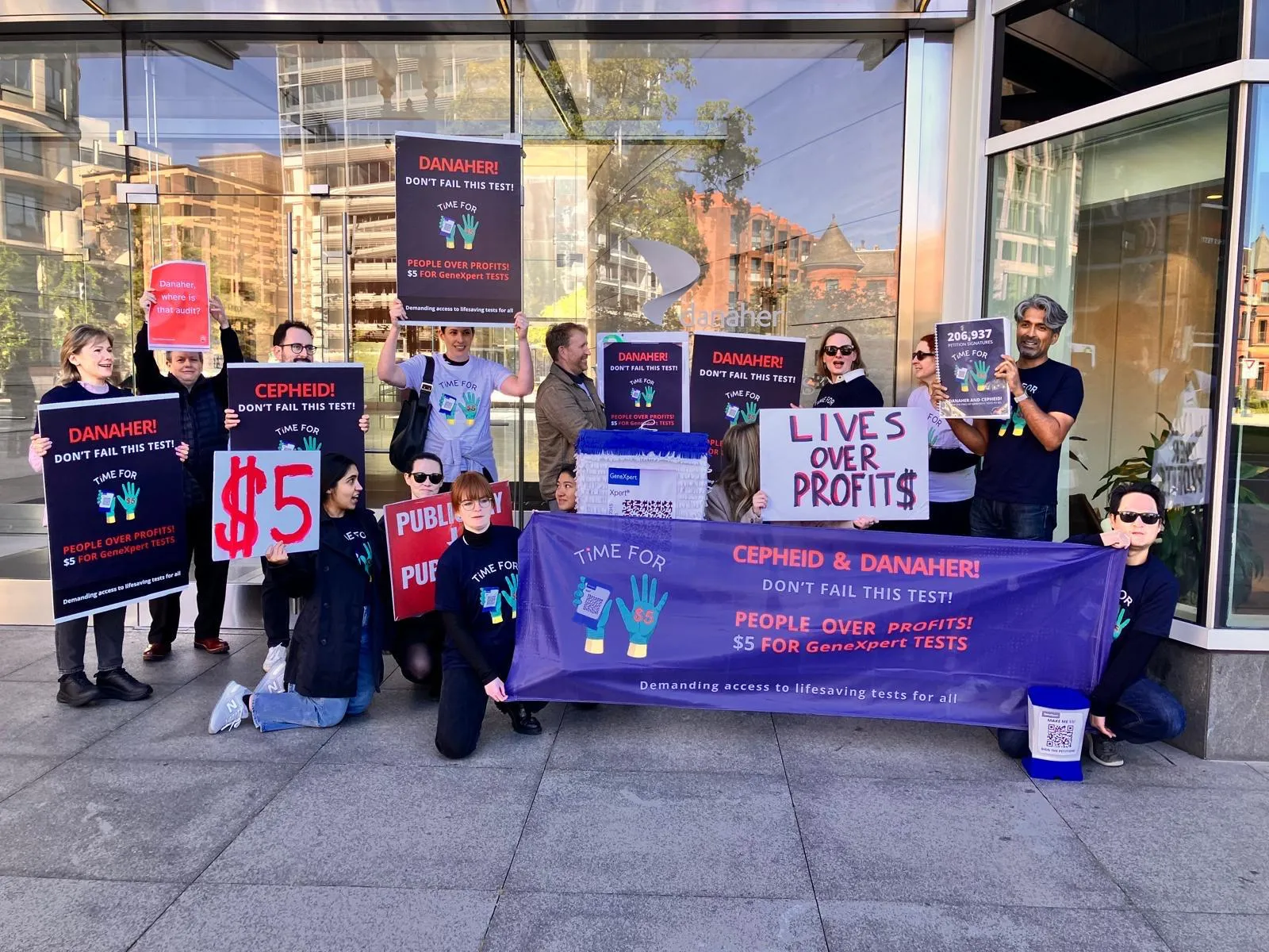 Petition with 206,937 signatures delivered to Danaher, demanding to lower the price of lifesaving tests to $5